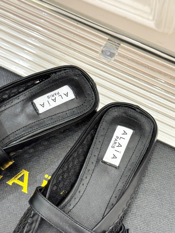 2025 Slippers YSL Black Mesh Leather