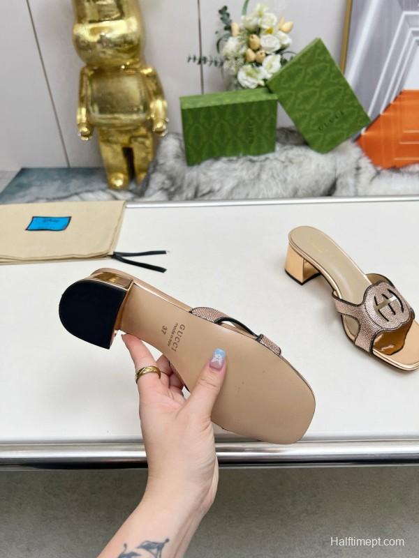 2025 Gucci Beige Leather Slippers MJ00190