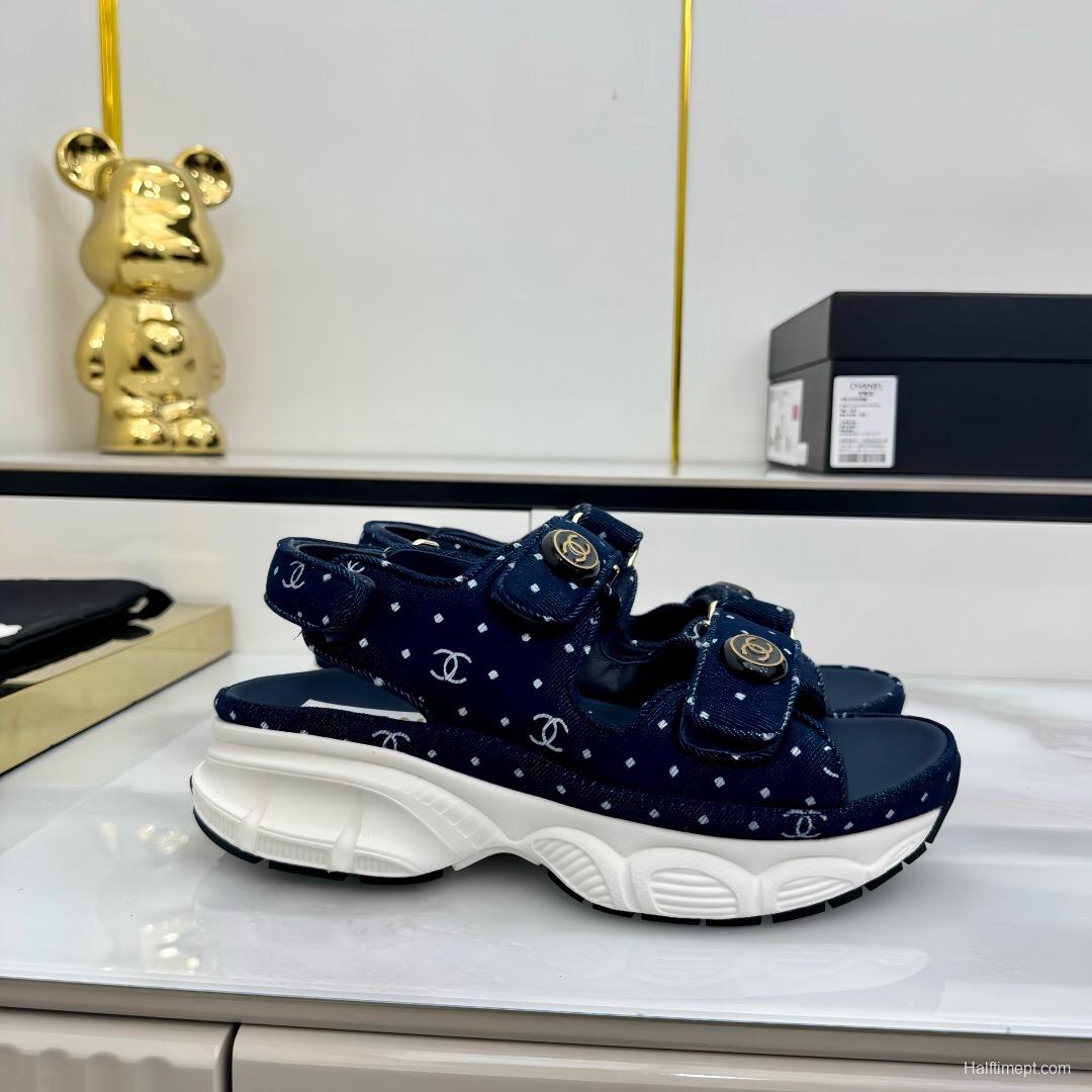 2025 Women Chanel Navy Denim Sandal Sneakers LY00330