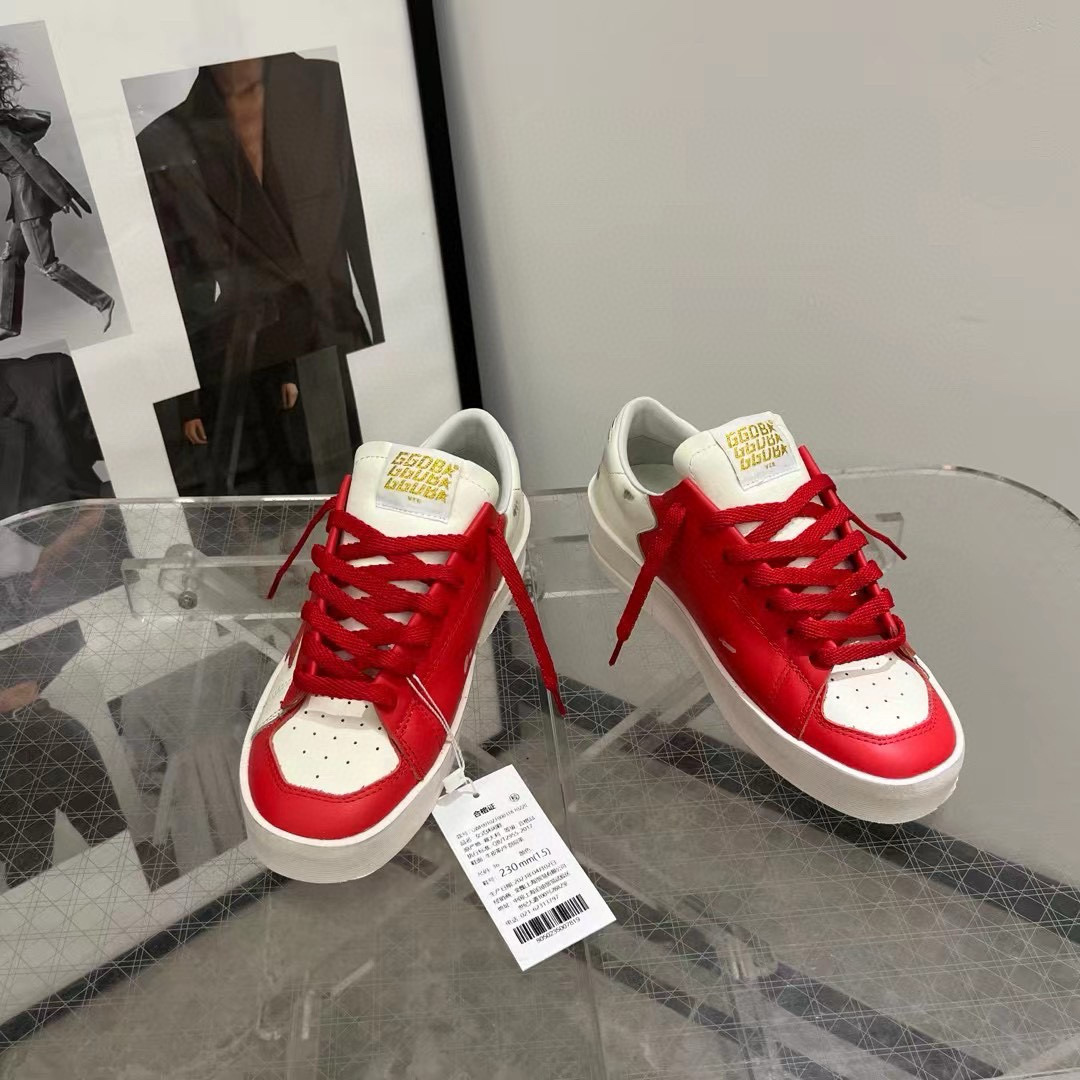 2024 Women GGDB Red White Leather Sneakers MJ00260