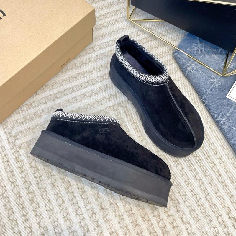 2024 Women UGG Black Suede Platform Slippers MJ00230