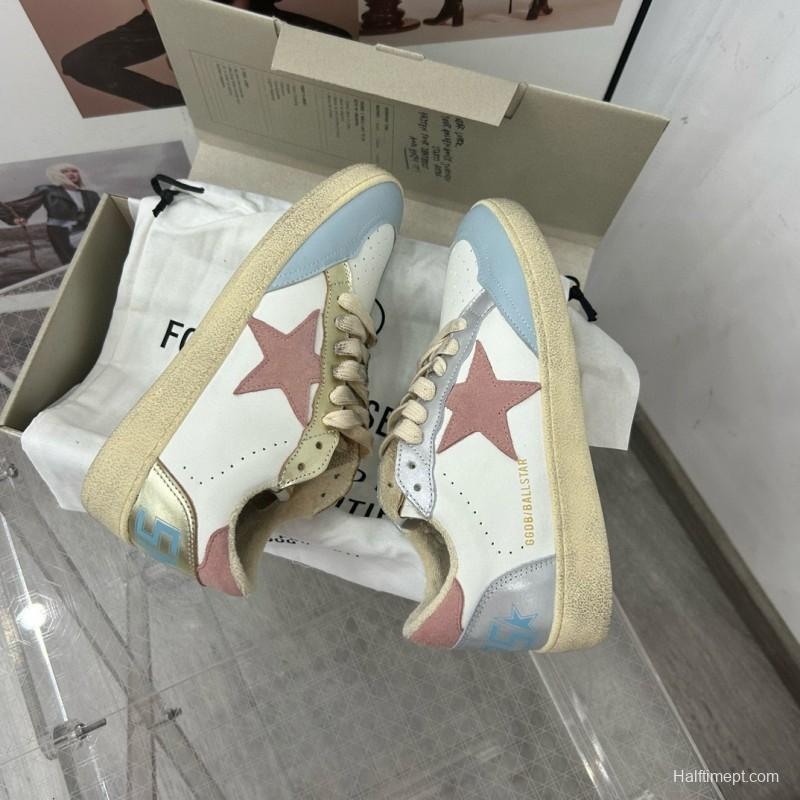 2024 Unisex GGDB White Light Blue Pink Leather Low Top Sneakers MJ00260