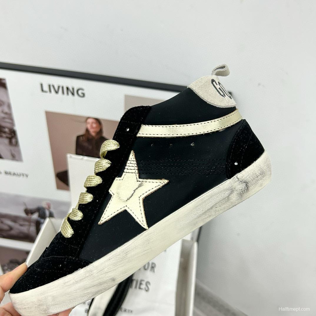 2024 Unisex GGDB Black Gold Leather Suede High Top Sneakers MJ00300
