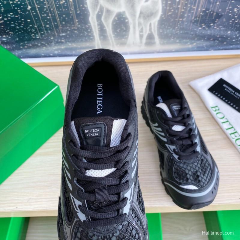 2025 Men BV Black Mesh Leather Sneakers LY00310