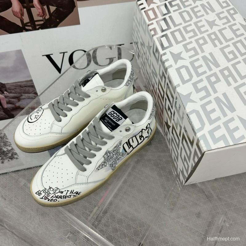 2024 Unisex GGDB White Black Glitter Leather Low-top Sneakers MJ00260