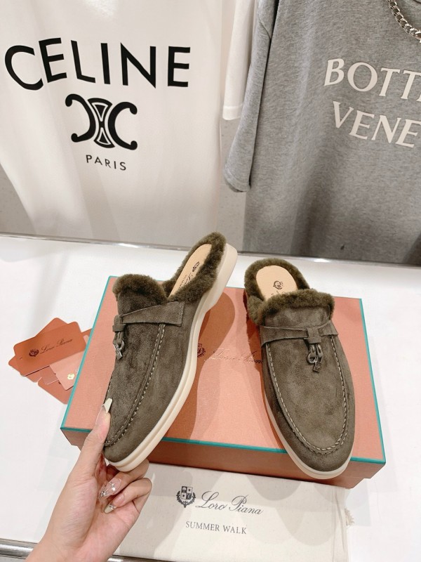 2024 Unisex LP Taupe Suede Shearling Loafers MJ00300(Women)/MJ00300(Men)