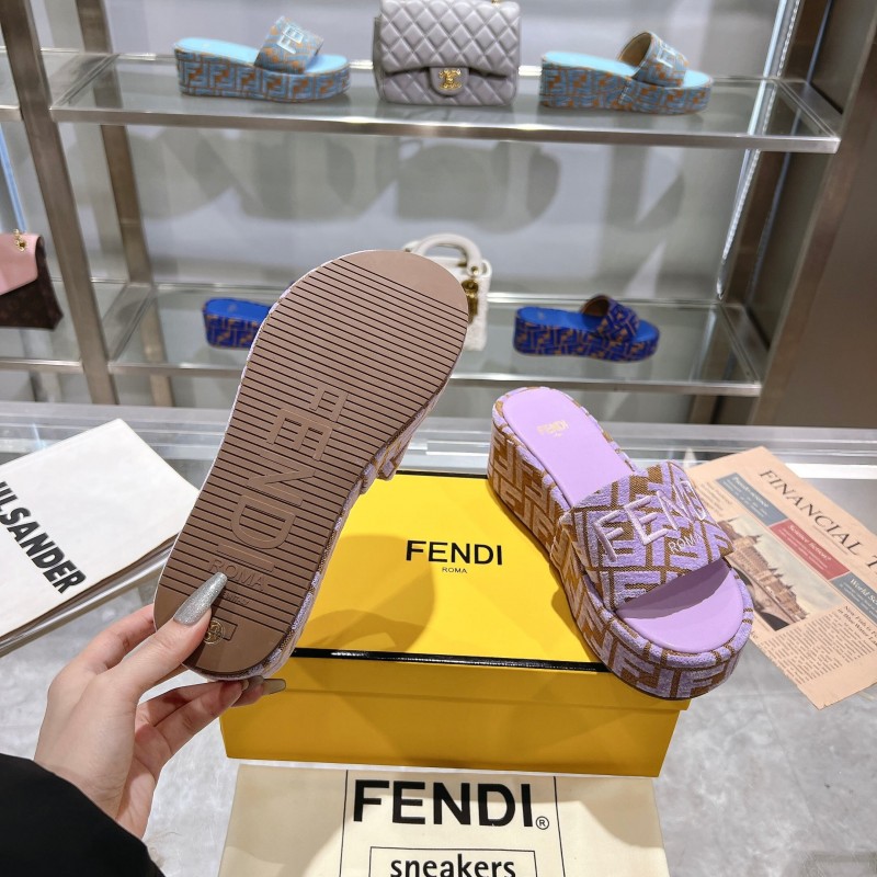 2025 Fendi Pink Canvas Slippers KFY00240