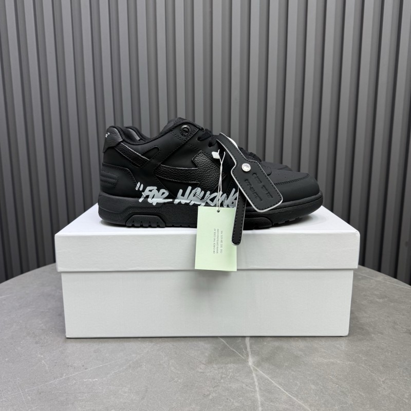 2025 Men OFF WHITE Black Leather Sneakers KFY00320