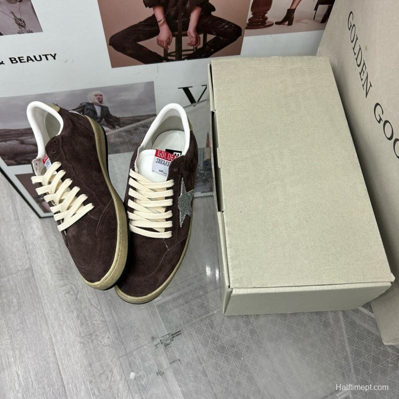 2024 Unisex GGDB Brown Silver Suede Leather Sneakers MJ00260