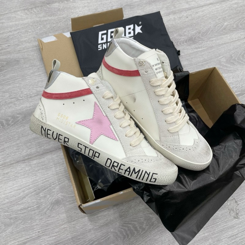2024 Unisex GGDB White Pink Red Leather Suede High Top Sneakers MJ00300