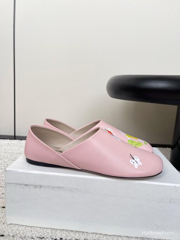 2025 Women Loewe Pink Leather Slippers LY00270