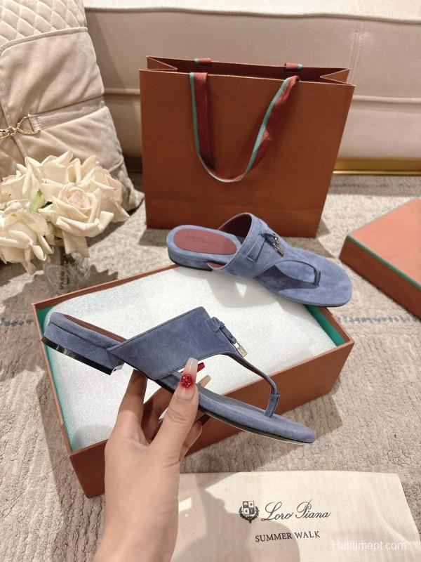 2025 Women LP Blue Suede Slippers LY00350