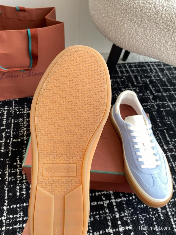 2024 Unisex Loro Piana Light Blue White Custom Leather Sneakers MJ00320