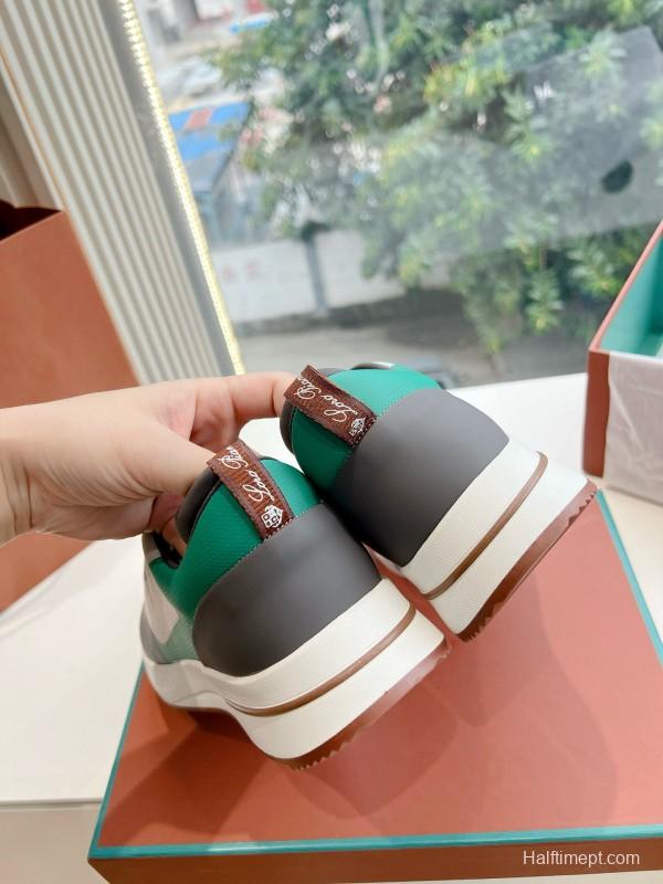 2024 Unisex Le Parmentier Green White Gray Knitted Casual Sneakers Top Version MJ00340