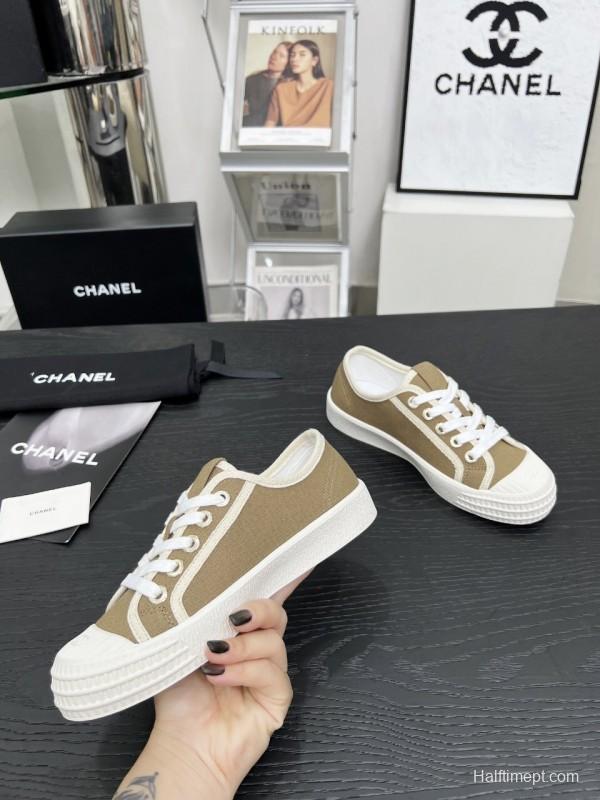 2025 Women Chanel Brown Canvas Sneakers LY00230