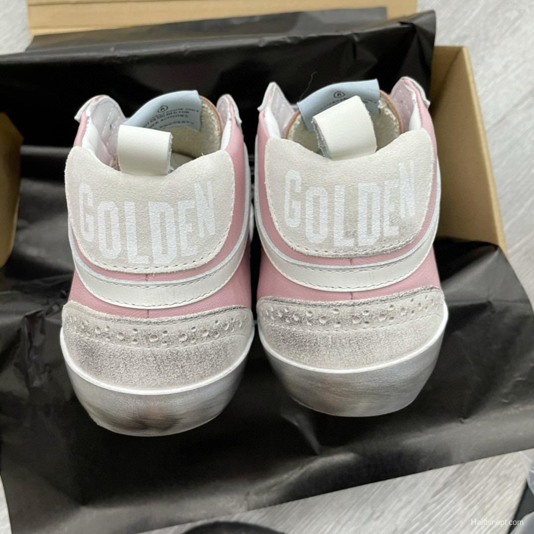 2024 Women GGDB Pink White Leather High Top Sneakers MJ00300