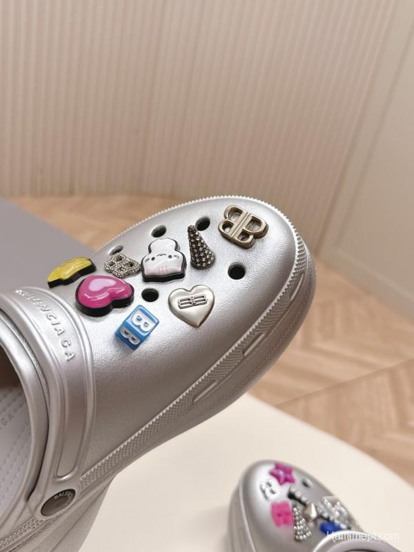 2025 Unisex Balenciaga Silver EVA Rubber Clog Embellished LY00330(F)/LY00340(M)