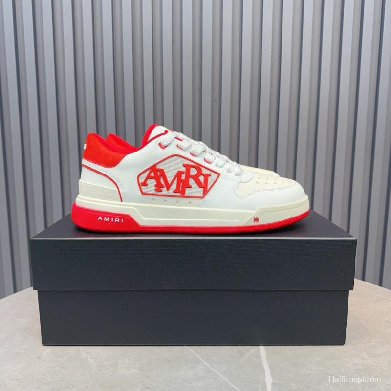 2025 Unisex Amiri White Red Leather Sneakers MJ00360