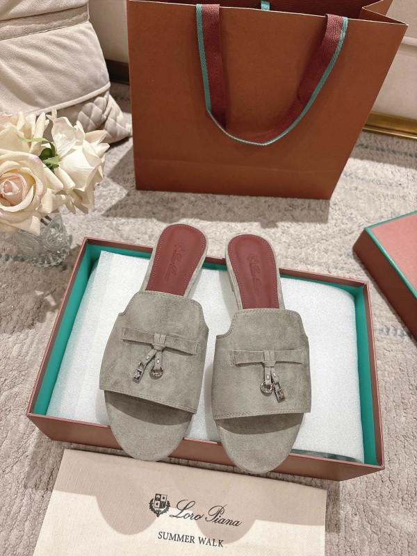 2025 Women LP Brown Suede Slippers LY00370