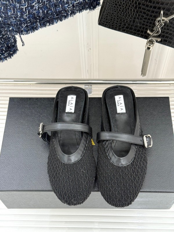 2025 Slippers YSL Black Mesh Leather