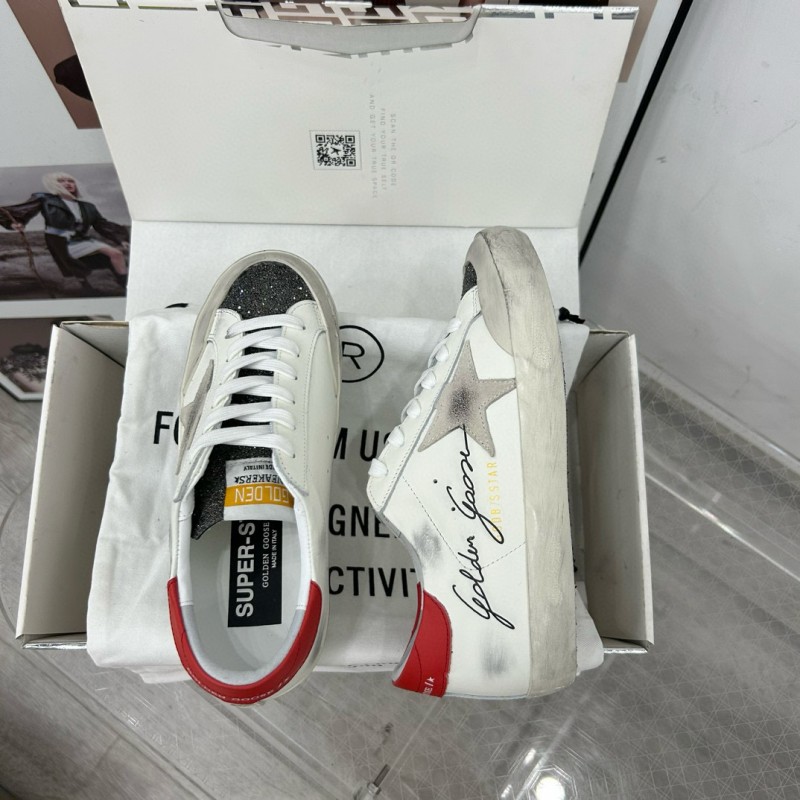 2025 Women GGDB White Red Leather Sneakers