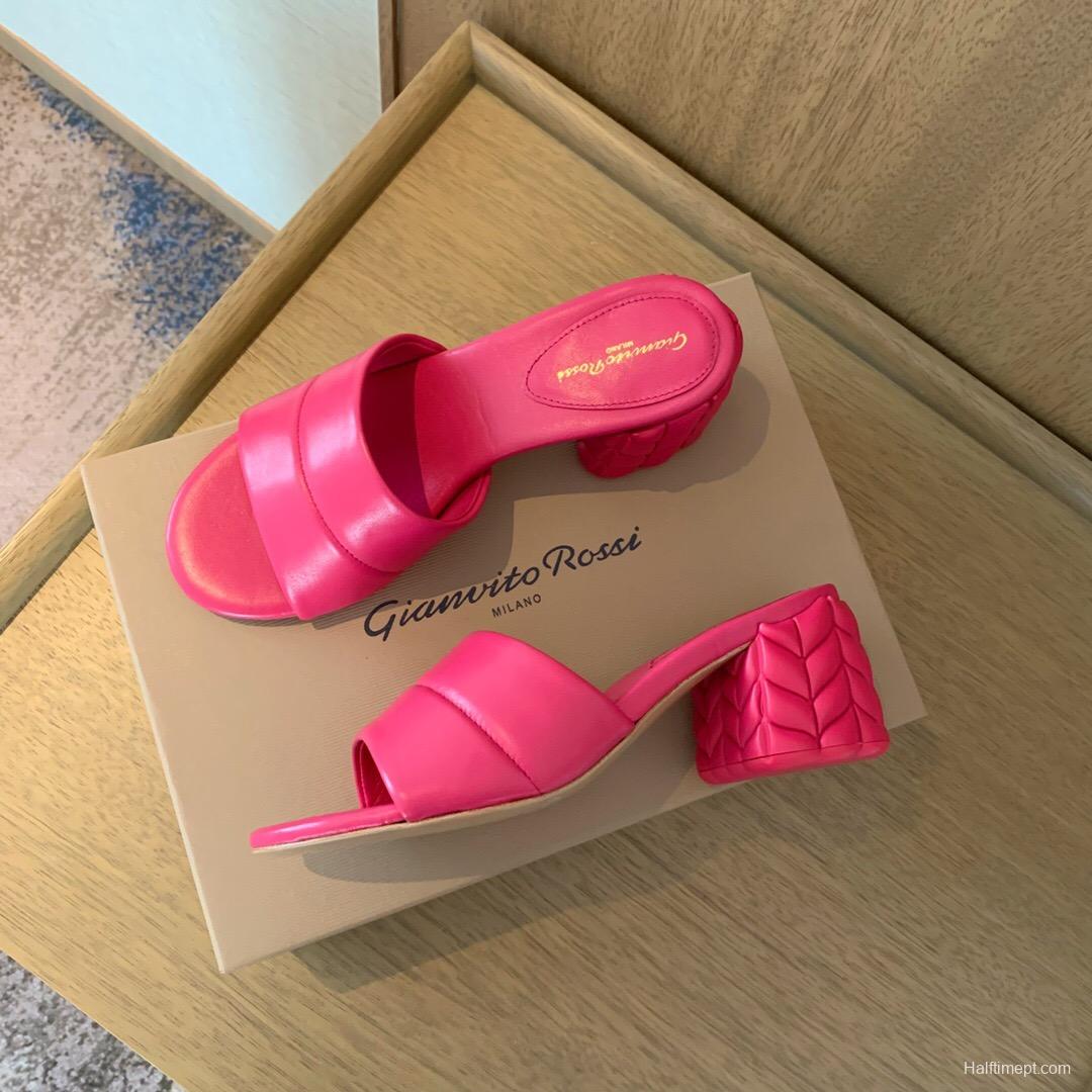 2025 Women Gianvito Rossi Pink Leather Slippers