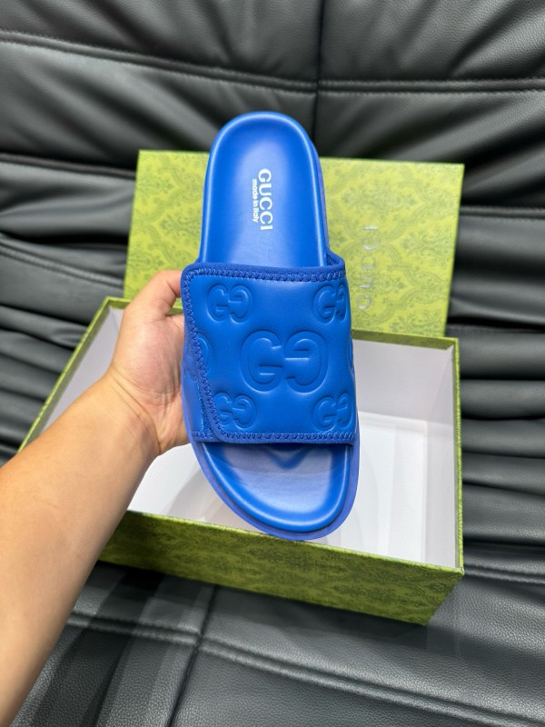 2024 Slippers Gucci Blue Leather Slippers MJ00200