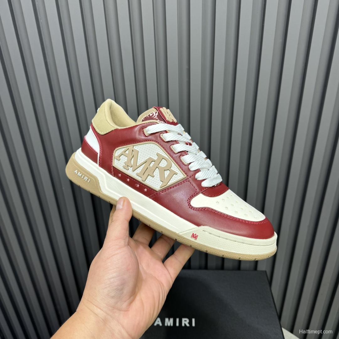 2025 Unisex Amiri Red White Beige Leather Sneakers MJ00360