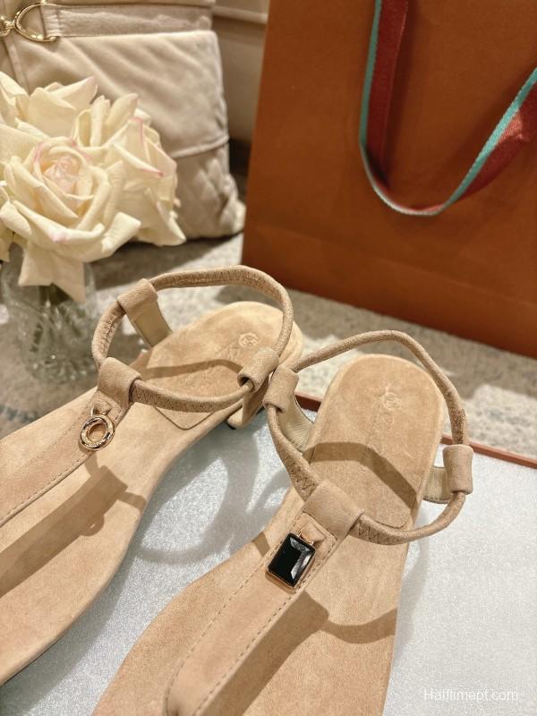 2025 Women LP Beige Suede Sandals LY00350