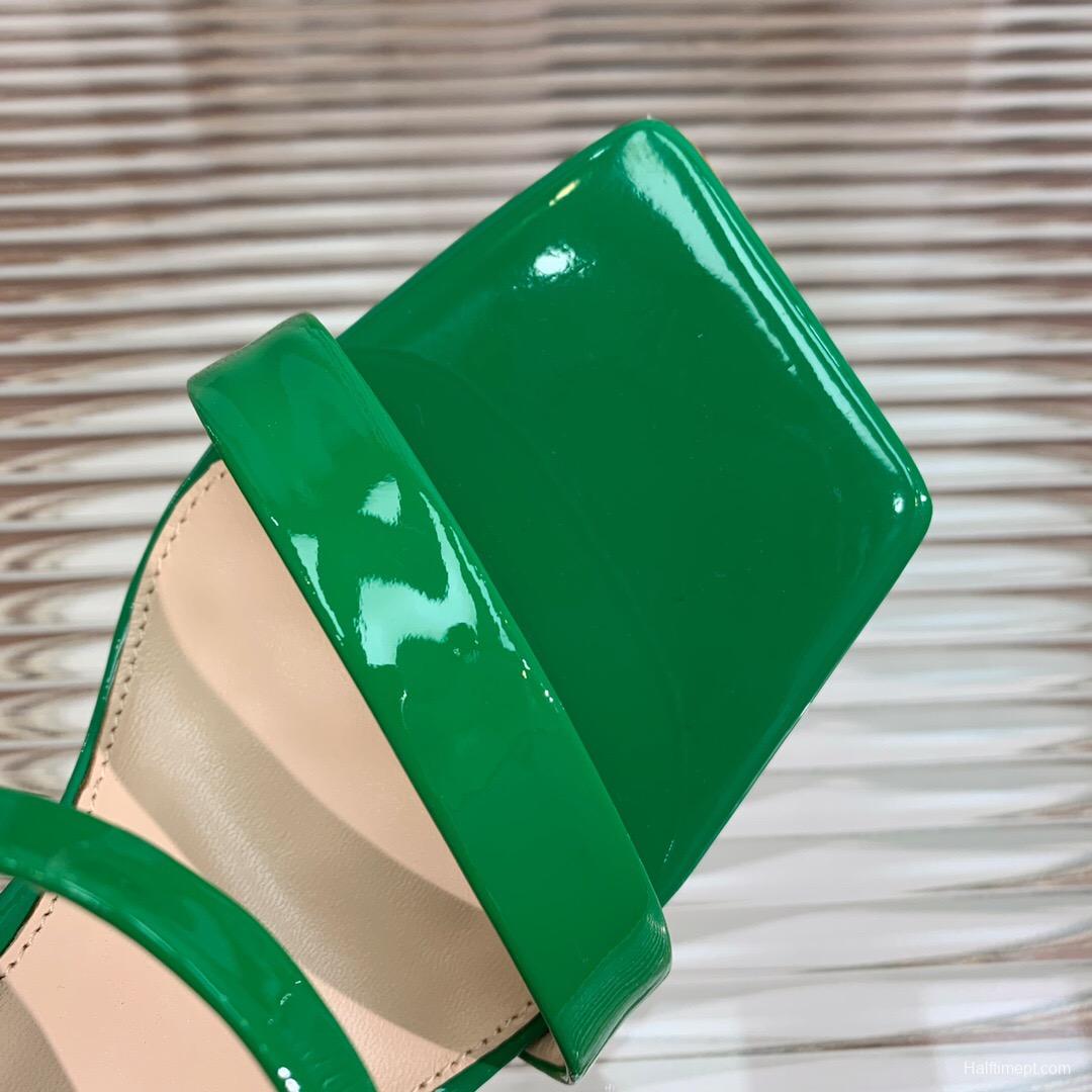 2025 Women Gianvito Rossi Green Leather High Heel Sandals