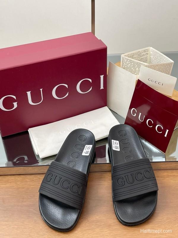2025 Slippers Gucci Black Rubber Slippers LY00175