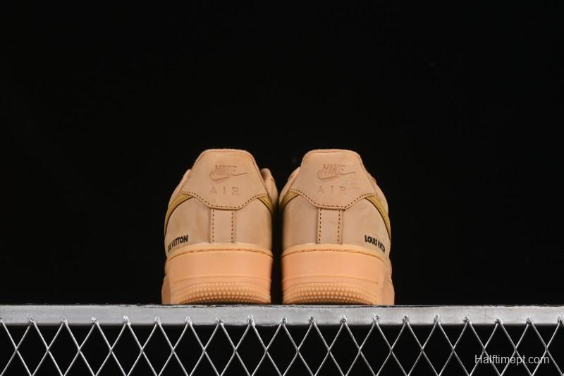 Louis Vuitton x Nike Air Force 1 '07 Low Casual Sneakers with Monogram Print in Wheat - CJ9179-200