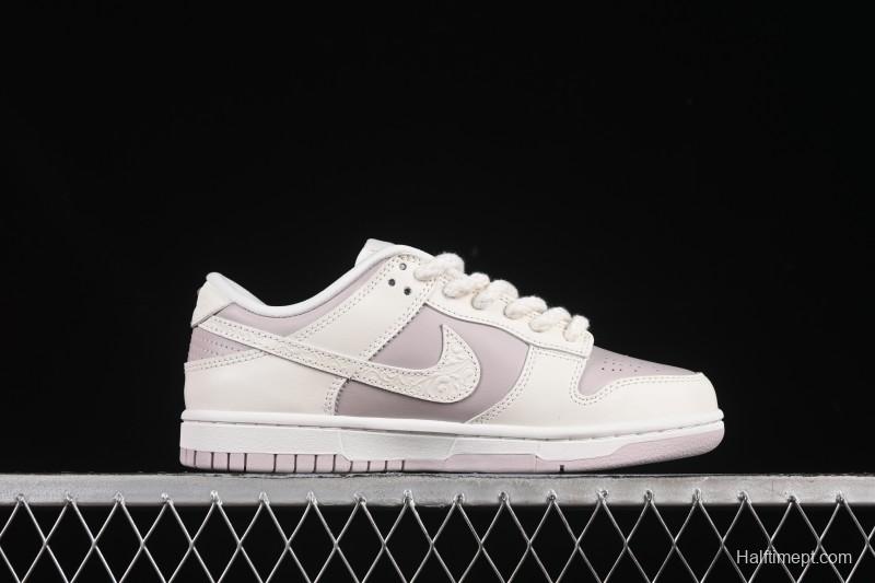 Nike SB Dunk Low White Light Purple Embossed Low-Top Casual Skate Shoes IH0639-011