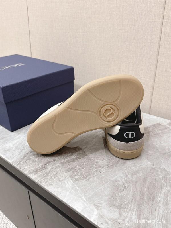2025 Unisex Dior Black White Grey Leather Suede Sneakers Matchpoint B01 KFY00300
