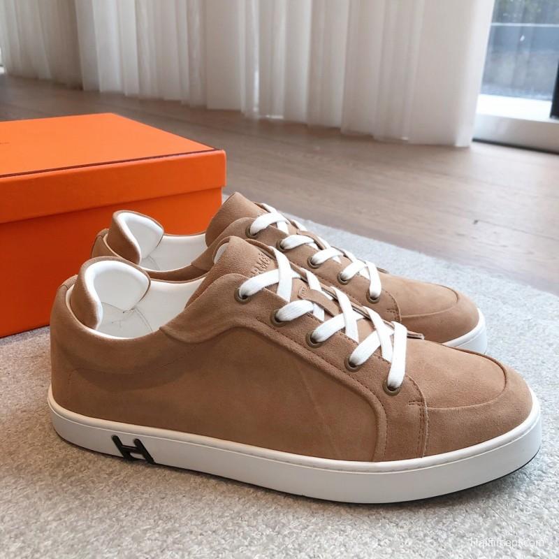 2025 Unisex H Beige White Suede Sneakers AS00380