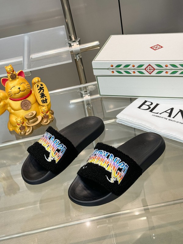 2025 Men CASA BLANCA Black Embroidery Slippers Original Embroidery KFY00160