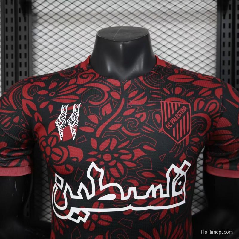 Player Version 25/26 FC Palestine Red with Traditional Floral Pattern Jersey