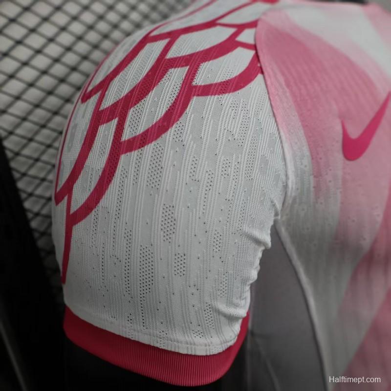 Player Version 25/26 FC Barcelona Pink White with Diagonal Stripe Pattern Jersey