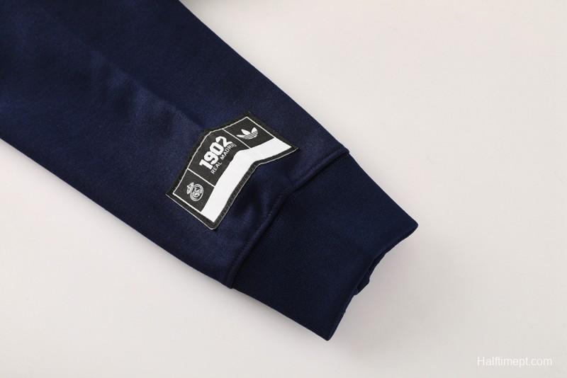 25/26 Real Madrid Navy Hoodie Full Zipper Jacket + Long Pants