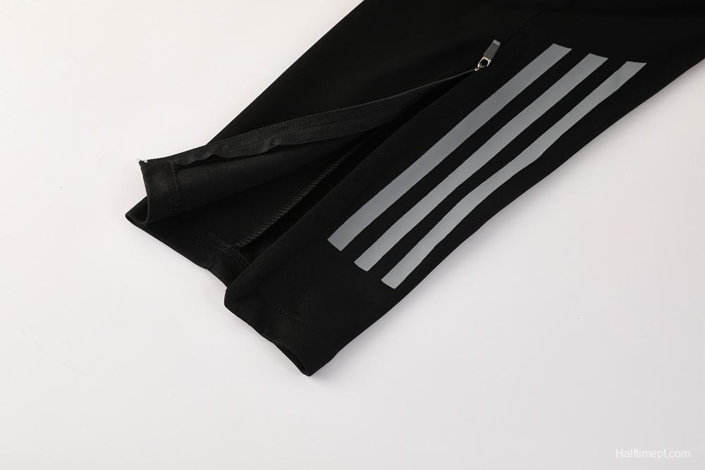 2025 Adidas Light Grey & Black with Leopard Print Pattern Half Zipper Jacket +Long Pants