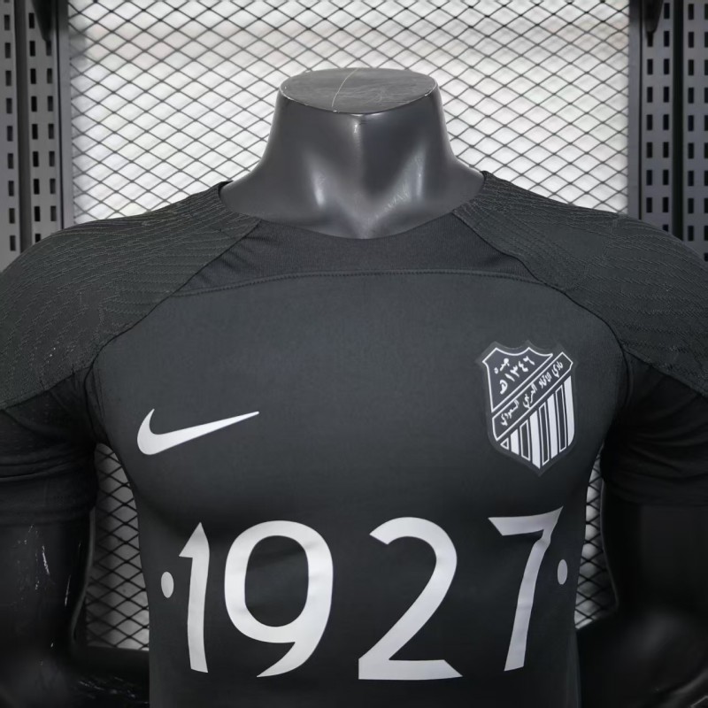 Player Version 25/26 Al-Ahli Black Champion Jersey With Silver Sponsor