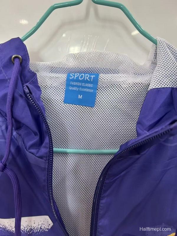 25/26 Real Madrid Purple with White Spray Pattern Windbreaker