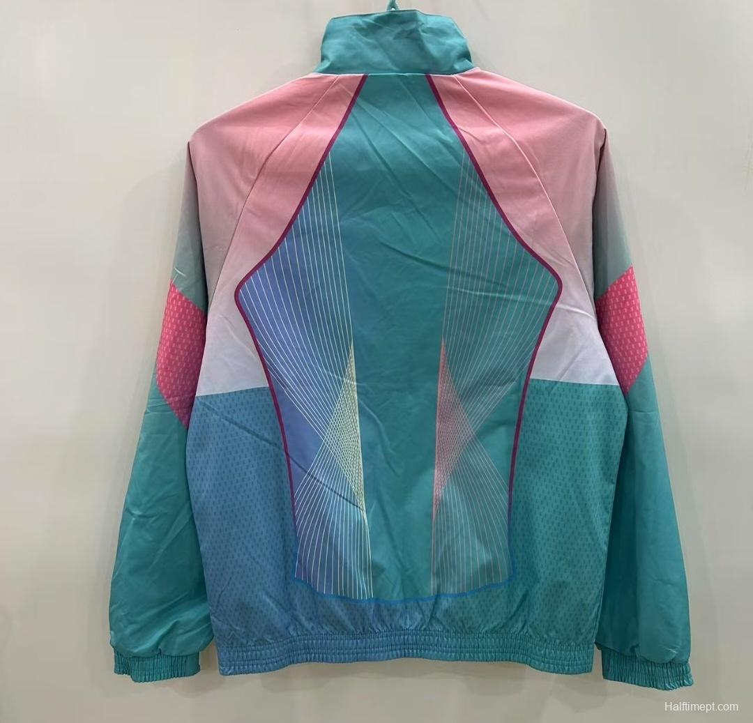 25/26 FC Barcelona Teal & Pink Training Windbreaker with Geometric Pattern