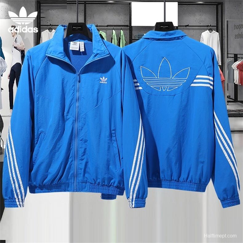 2025 Adidas Original Blue/Brick red/Bright Red/BLACK Full Zipper Windbreaker 4 Colors