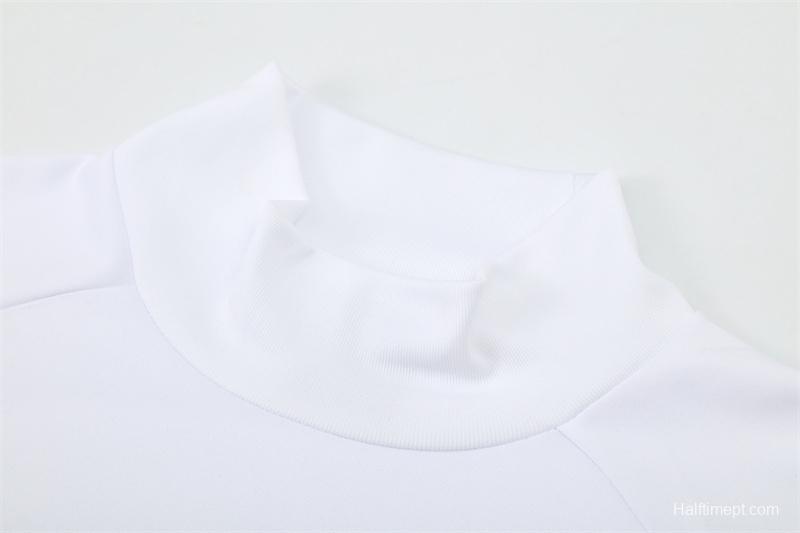 Retro 16/17 Real Madrid White Half Zipper Jacket+Long Pants