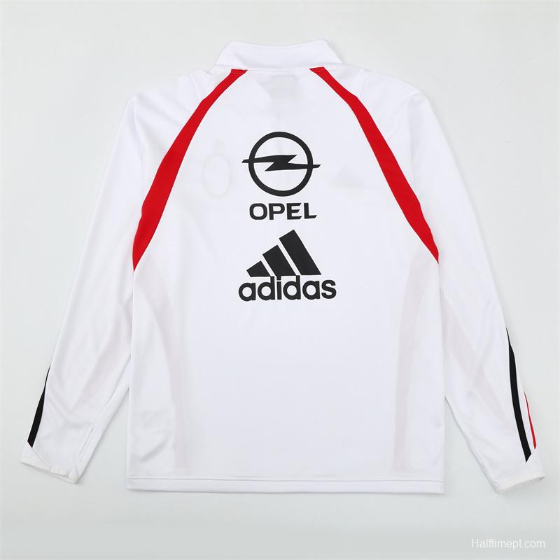 Retro 03/04 AC Milan White Half Zipper Jacket+Long Pants