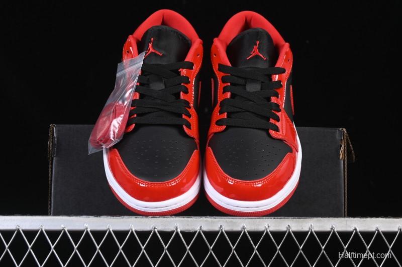 Nike Air Jordan 1 Low AJ1 Patent Leather Black Red Low-Top Casual Sneakers HV4089-006