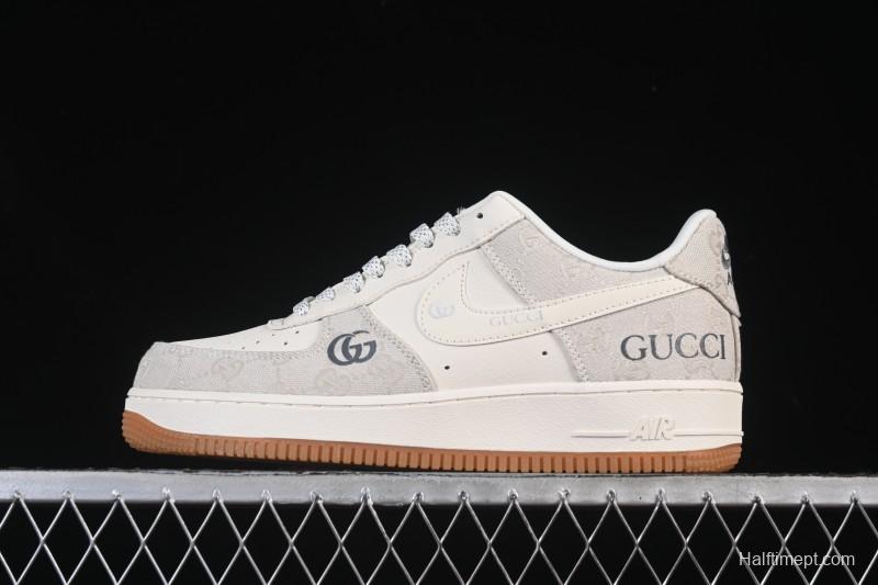 Nike Air Force 1 '07 Low Gucci Collaboration Smoke Grey Gum Low-Top Casual Sneakers - DK0188-084