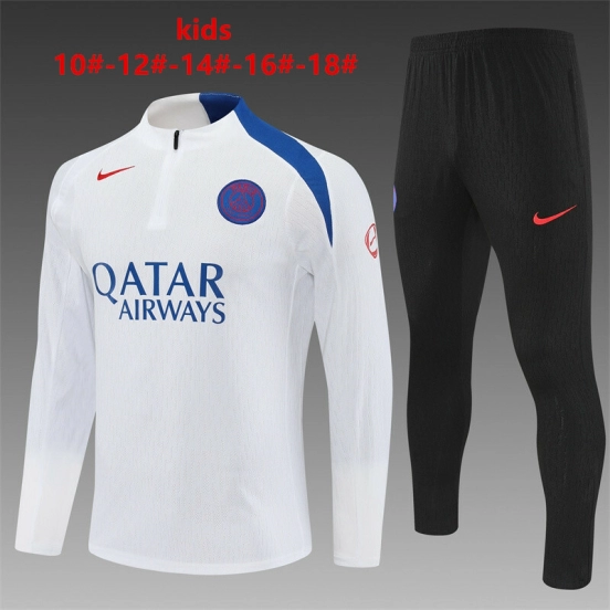 Player Version 25/26 Kids Paris White T90 Half Zipper Jacket+Long Pants