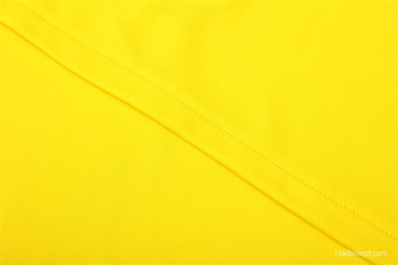 2002 Brazil Yellow Half Zipper Jacket+Long Pants